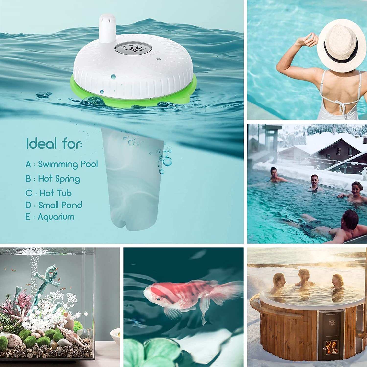 Wireless Pool Thermometer Set IBS P02R with WIFI Gateway IBS M2 - Smart Swimming Pool Temperature Monitor for Home & Backyard Use