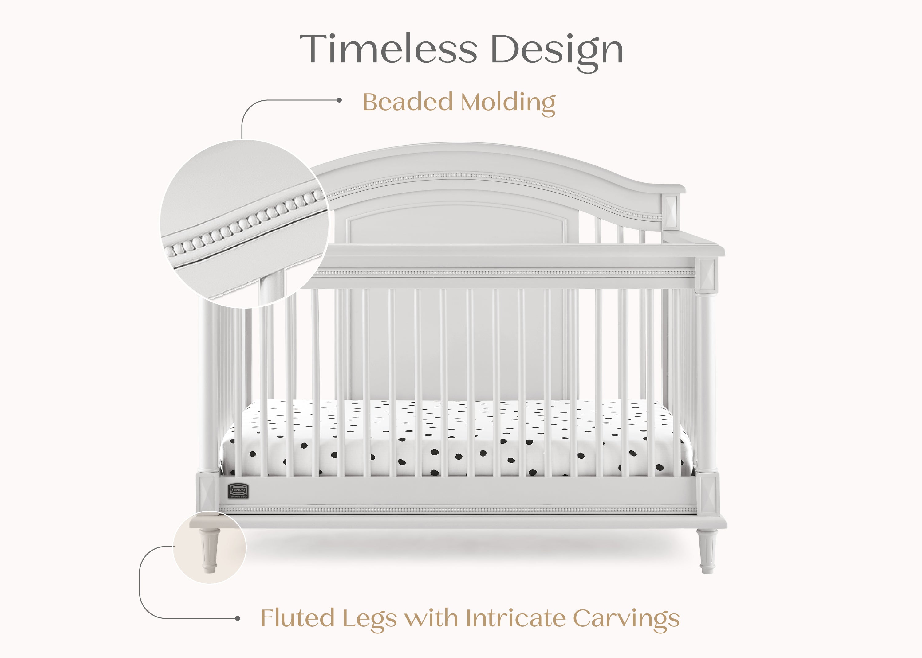 Juliette 6-in-1 Convertible Crib - Baby Crib to Toddler Bed, Daybed & Full Size Bed - Safe Nursery Furniture for Boys & Girls - Perfect for Newborns, Infants & Growing Kids