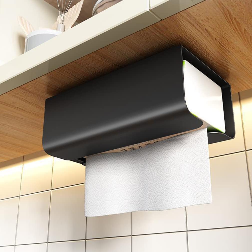 Stainless Steel Wall Mounted Tissue Box Dispenser - Paper Towel Holder for Bathroom, Kitchen & Office - Space Saving Home Organization Solution