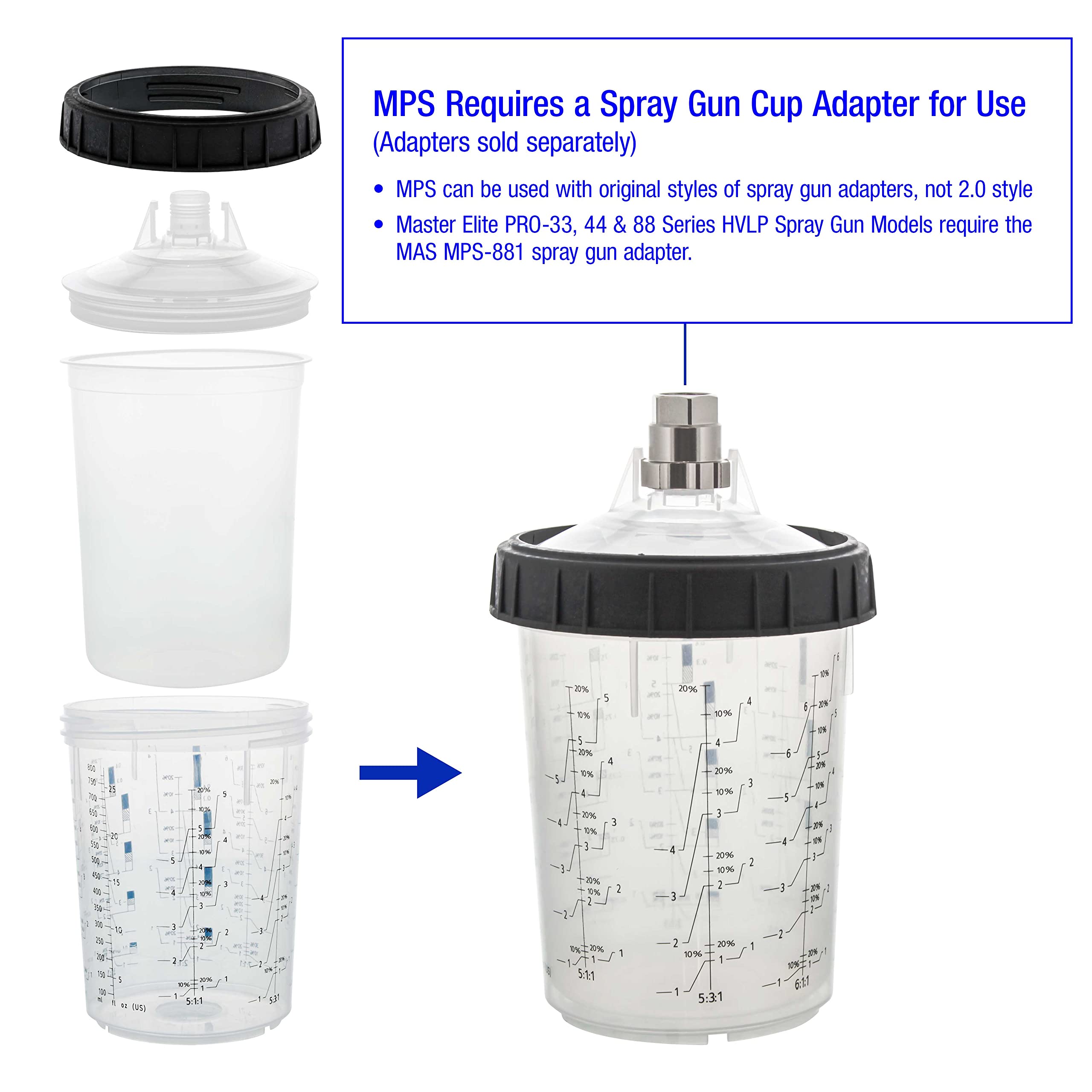 Master Elite PRO-33 HVLP Spray Gun Kit - 1.8mm Nozzle & 25 Disposable Cups for Automotive, Woodworking & DIY Projects - High Performance Gravity Feed Spray Gun for Paint, Stain & Varnish
