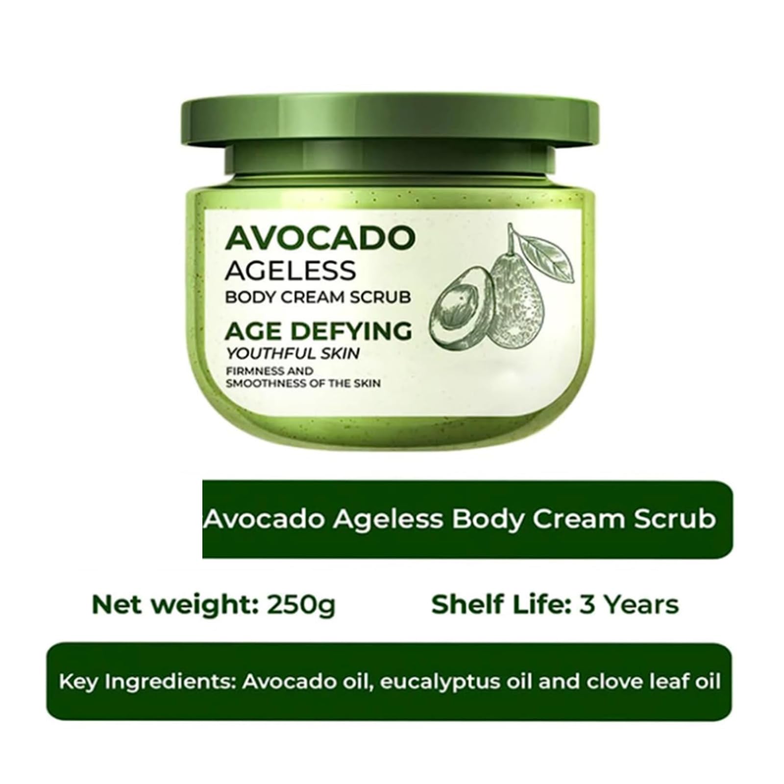 Organic 350g Avocado Body Scrub with Himalayan Salt - Anti-Cellulite Exfoliating Cream for Smooth Skin | Blueberry Scented | Perfect for Spa Day, Dry Skin Treatment & At-Home Self Care Routine