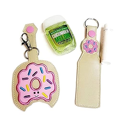 Donut-Shaped Hand Sanitizer & Lip Balm Holder Keychain - Cute Sanitizing Accessory for Purse, Backpack or Car Keys - Perfect for Travel, Office and Daily Use