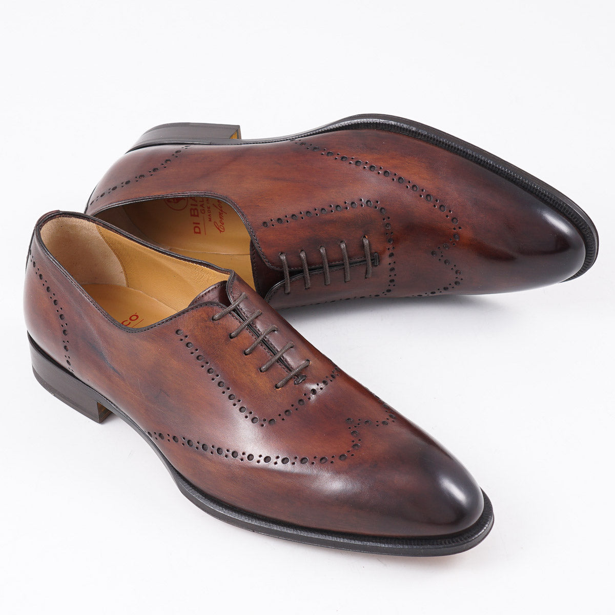 Di Bianco Antiqued Leather Wholecut Dress Shoes for Men - Handcrafted Genuine Leather Oxfords for Formal Wear & Business Occasions
