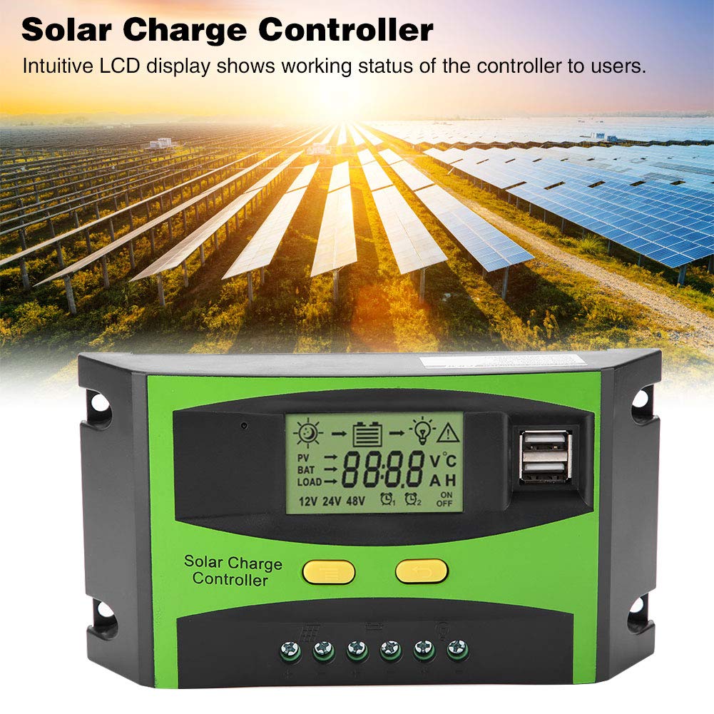 12V/24V PWM Solar Charge Controller with LCD Display - Efficient Solar Panel Regulator for Home, RV, Boat & Off-Grid Power Systems