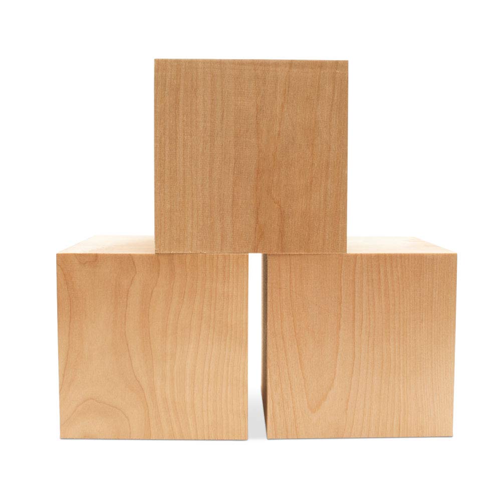 5 Inch Large Wood Cubes - Pack of 10 Square Wood Blocks for DIY Projects, Crafts & Home Decor | Perfect for Woodworking, Centerpieces, Kids Toys & Decorative Displays - by Woodpeckers