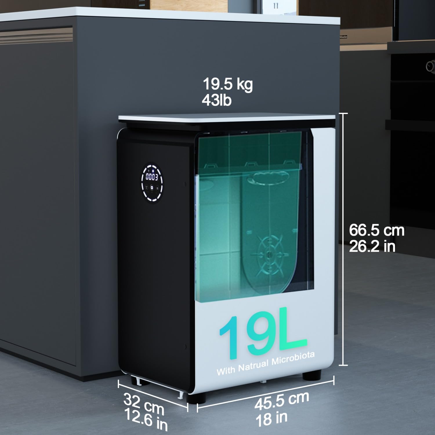 GEME Electric Kitchen Composter - 19L Smart Food Waste Composter Machine, Converts Food Scraps to Organic Compost Fast, No Dehydration Needed | Perfect for Eco-Friendly Homes, Small Gardens & Sustainable Living