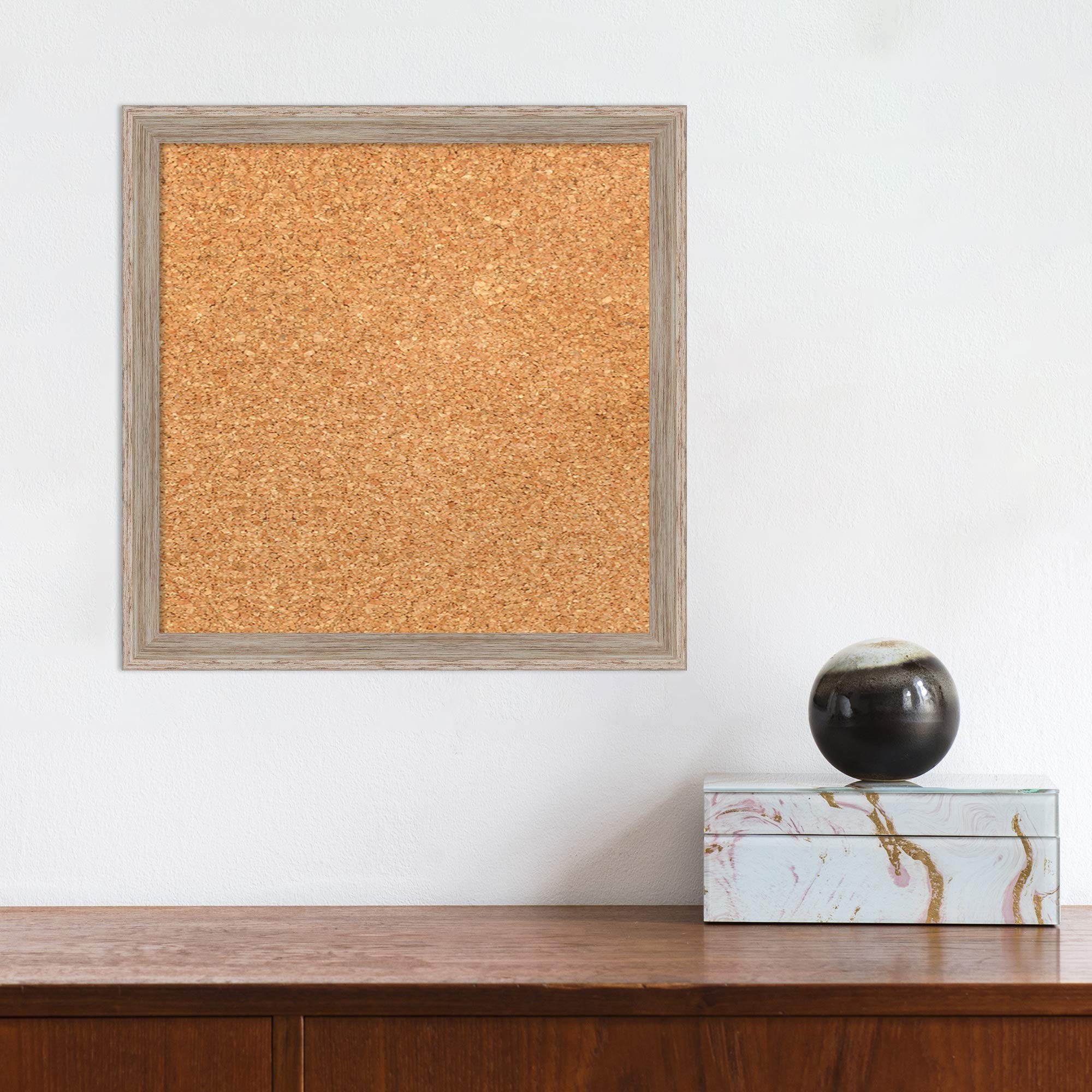 Amanti Art 13x13 Natural Cork Board with White Frame - Rustic Pinboard for Office & Home Organization | Vision Board, Memo Board, Photo Display | Perfect for Wall Decor, Bulletin Boards, and Home Office