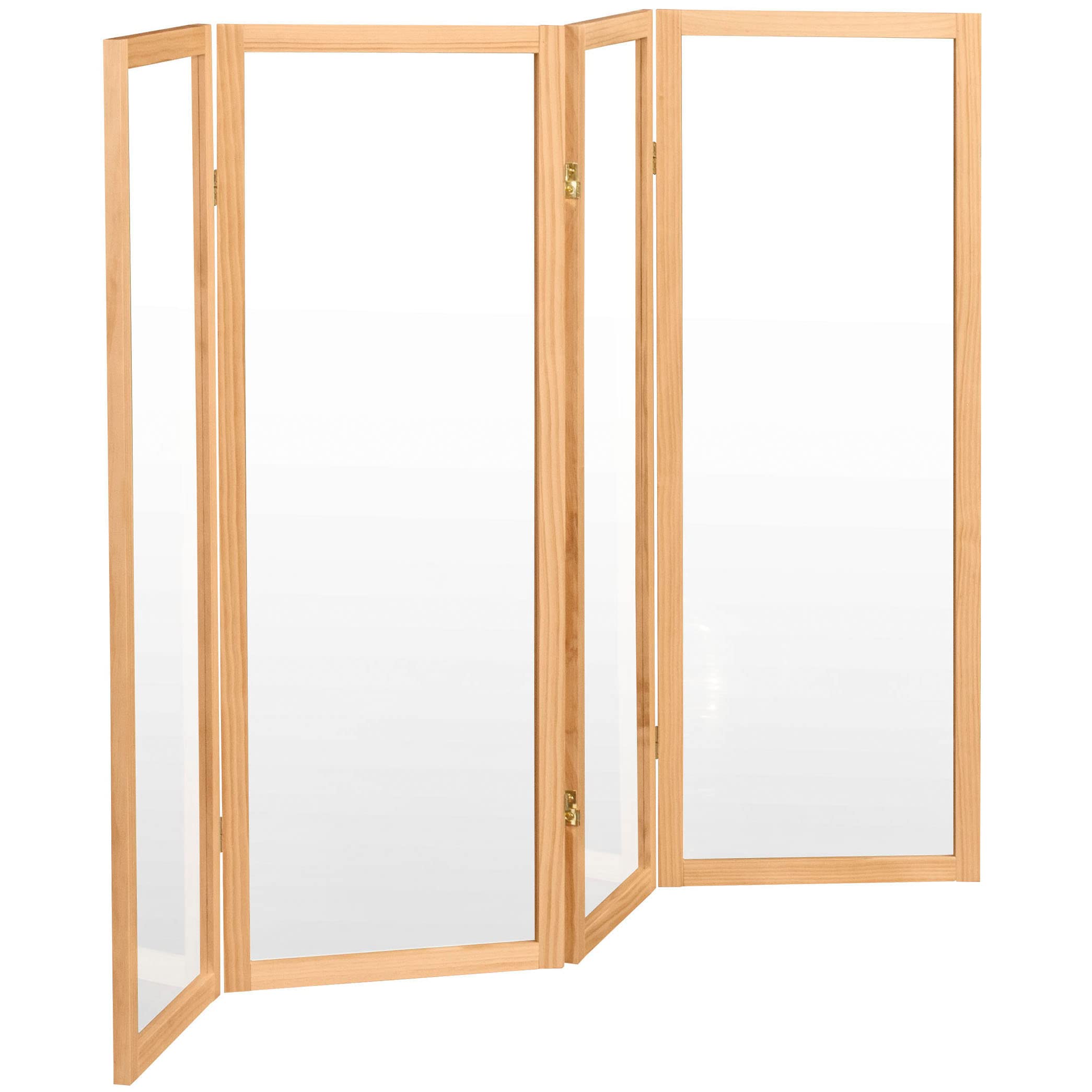 4 ft. Short Clear Plastic Partition - 4 Panel Room Divider for Office, Restaurant & Home Privacy Screens - Lightweight & Durable Acrylic Divider for Social Distancing & Space Separation