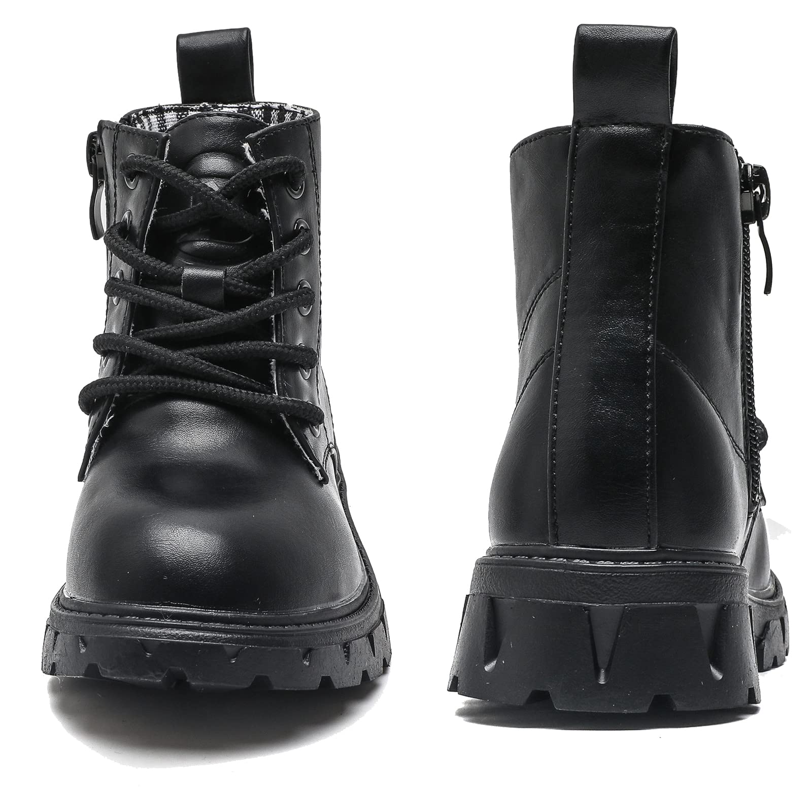 KKDOM Boys & Girls Waterproof Combat Boots with Lace-Up & Side Zipper - Ankle Boots for Toddler, Little Kid & Big Kid - Perfect for Outdoor Play, School & Winter Adventures