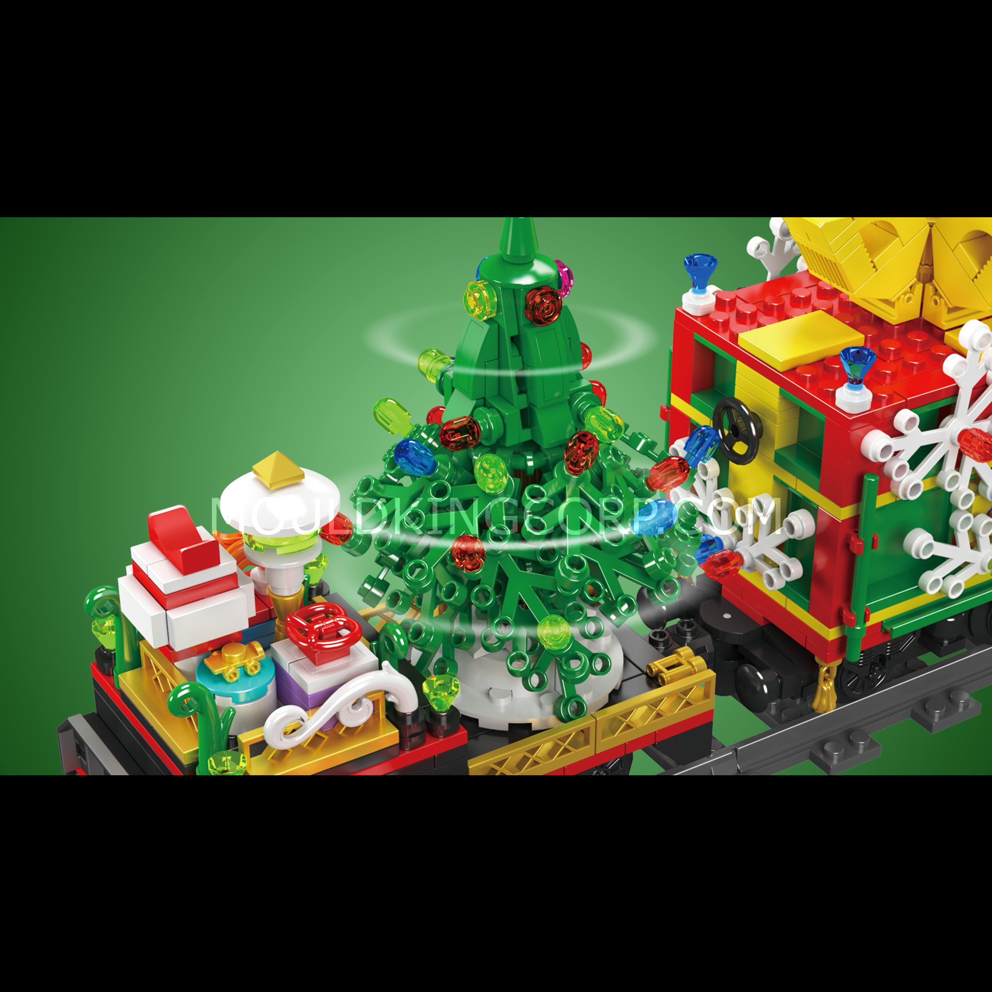 MOULD KING 12012 Christmas Train Building Set with Light & Music - 1,457 Pieces Holiday Model Train for Kids & Adults | Perfect for Christmas Decorations, Holiday Displays & Train Enthusiasts
