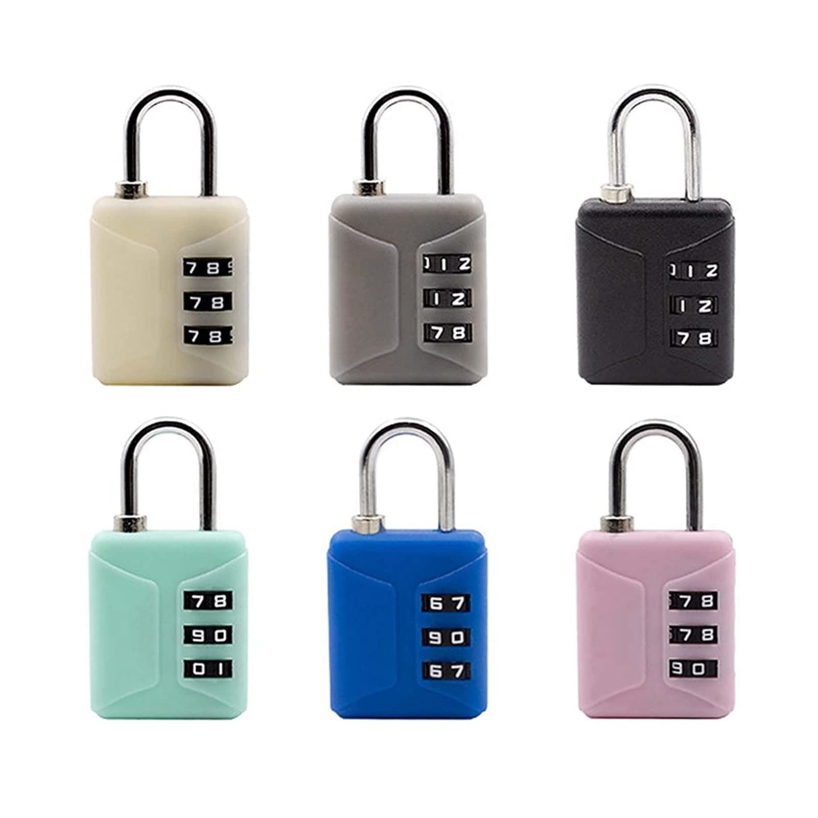 6-Pack JAHH Mini 3-Digit Combination Padlock - Secure Luggage, Backpack, Gym Locker & Drawer Hasp - Ideal for Travel, School & Home Security