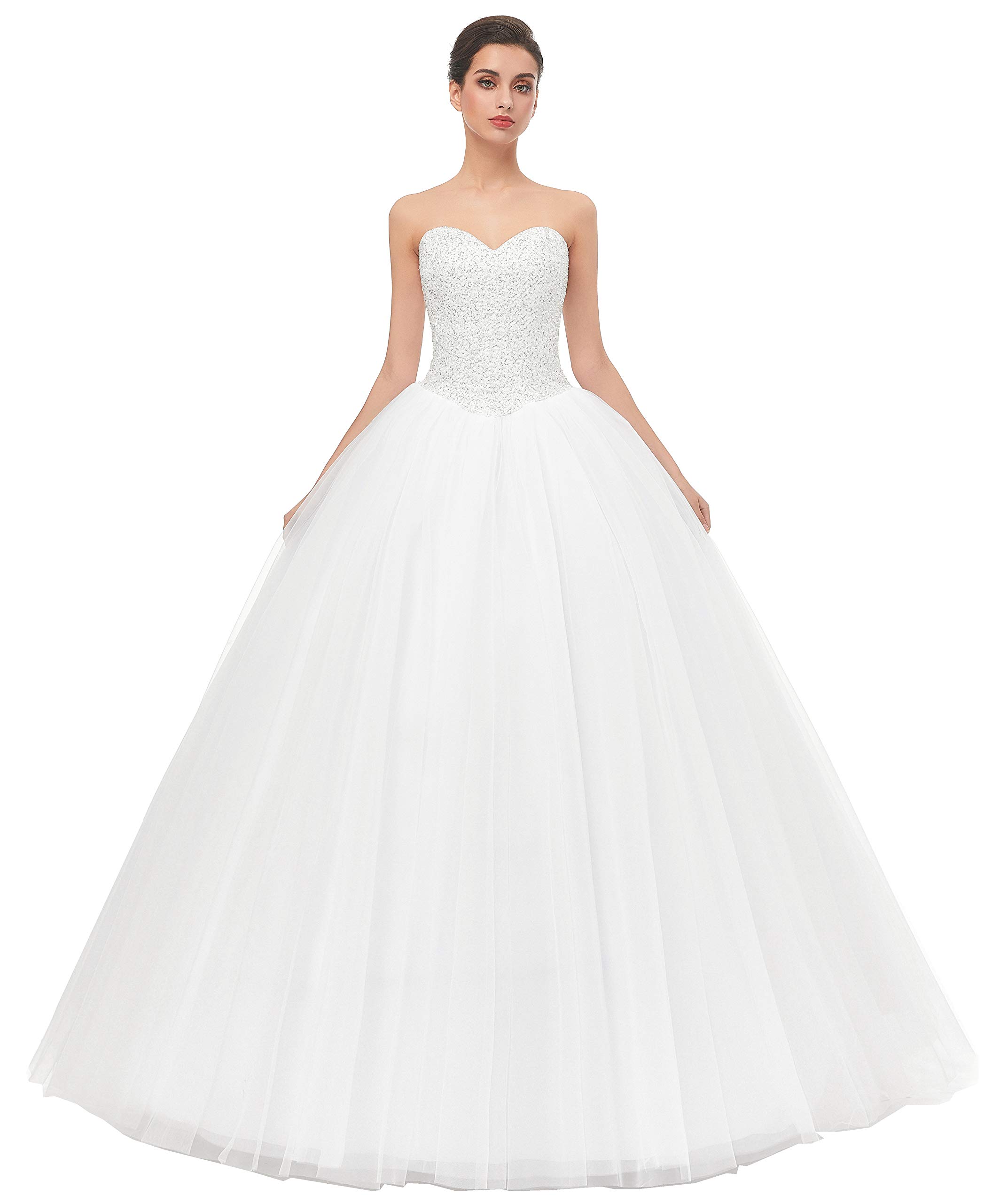 Elegant Women's Ball Gown Wedding Dress - A-Line Princess Bridal Gown for Bride, Prom, Quinceañera & Formal Events