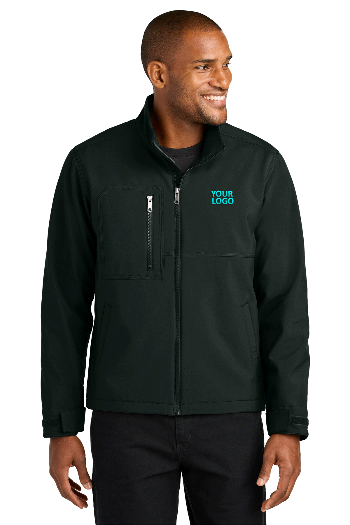 CornerStone Workwear Custom Soft Shell Jacket for Men & Women - Black - Waterproof & Windproof for Outdoor Work & Hiking