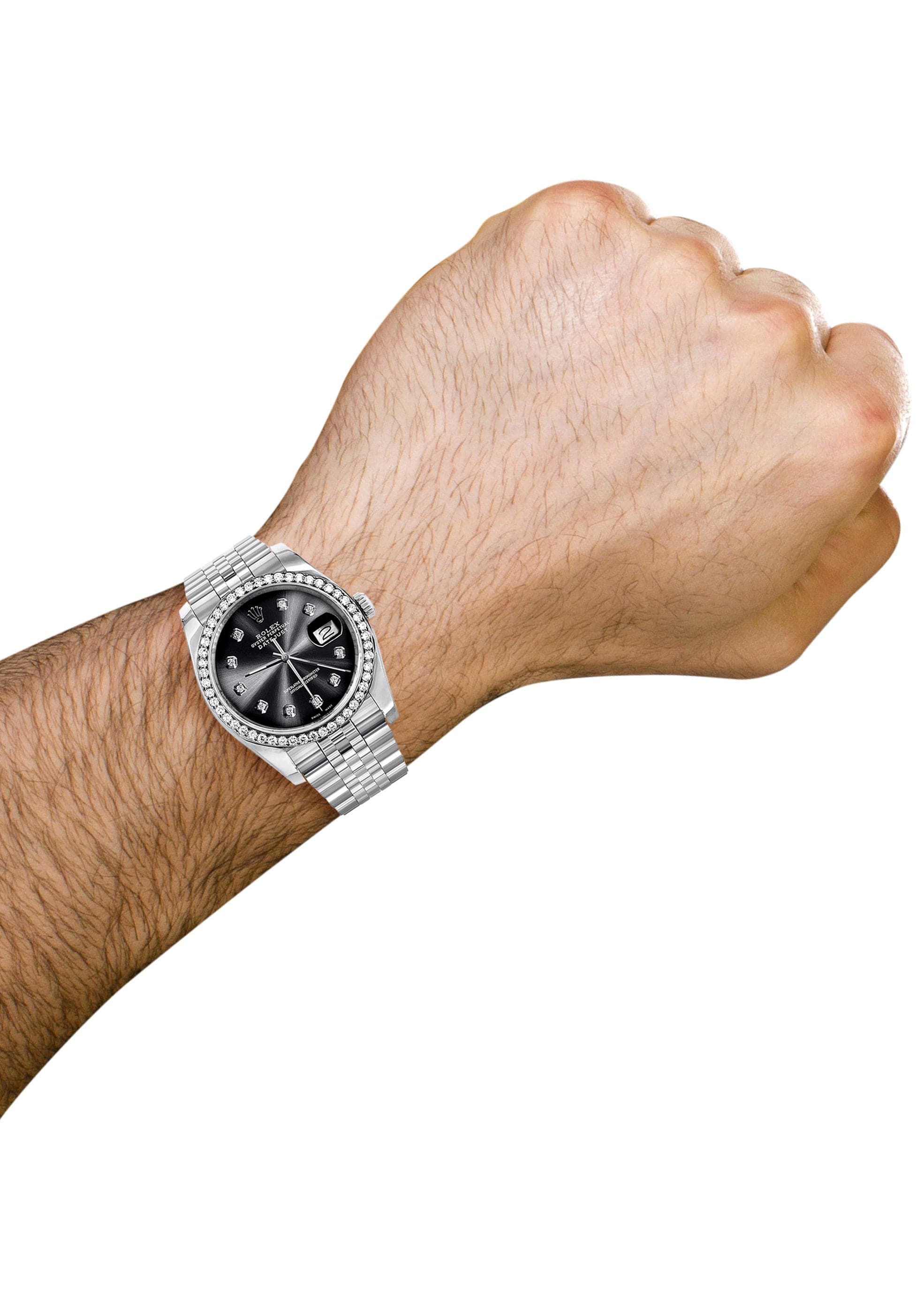 Rolex Datejust 36mm Watch with Hidden Clasp & Diamond Dial - Graphite Jubilee Band for Men | Luxury Diamond Watch for Business, Gifts & Special Occasions