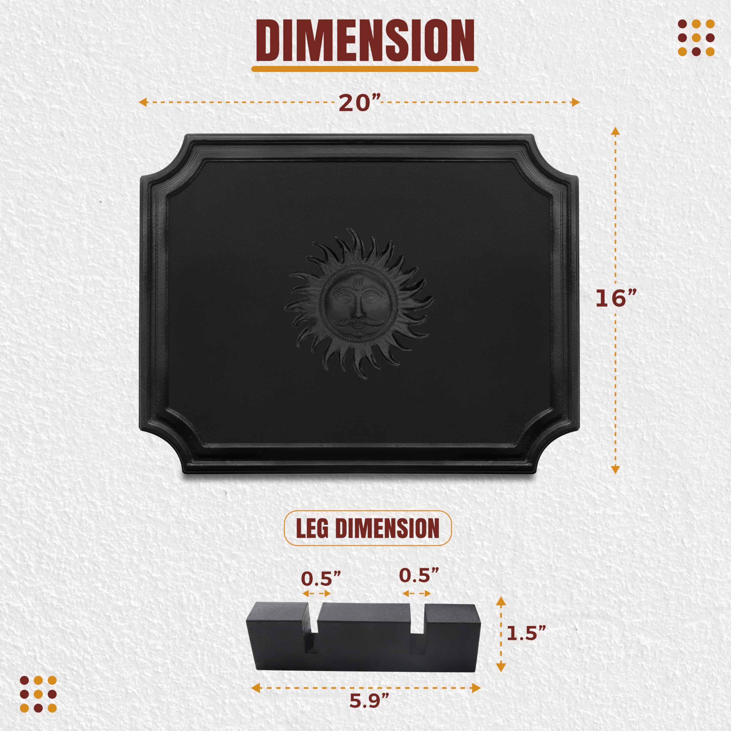 SIMOND STORE - 20''x16'' Cast Iron Fireback for Fireplace - Heat Reflector & Wall Protector with Decorative Design - Perfect for Home Heating, Fireplace Safety, and Living Room Decor