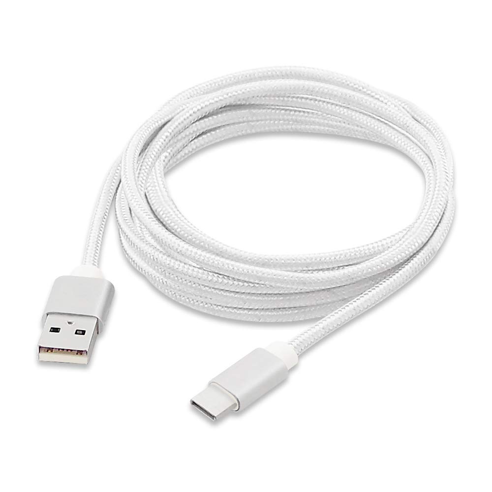 Harper Grove 10FT USB C to USB A 2.0 Charger Cable, Nylon Braided Fast Charging & Data Sync Cord for Android Phones, Tablets - Compatible with Asus ZenPad 3 8.0, Trek 2 HD, CAT S48c - Perfect for Home, Office & Travel Charging (White)