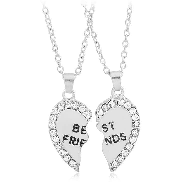 Best Friend Necklaces for 2 - Matching BFF Jewelry Set for Women & Girls | Long Distance Friendship Gifts | Birthday Present for Bestie | 2-Piece Heart Pendant Set (Perfect for Anniversaries, Valentine's Day or Keeping Close to Loved Ones When Apart)