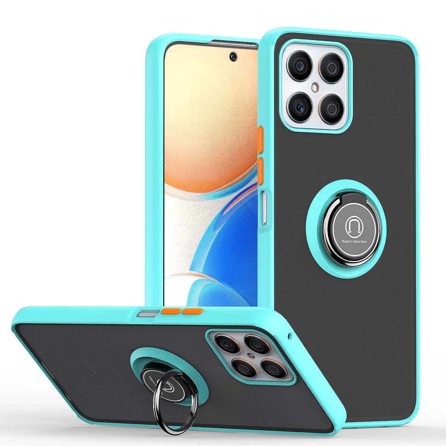**Joie & Joho Heavy Duty Shockproof Protective Case for Honor X8 - Built-in 360° Ring Holder & Kickstand, Full Body Protection, Sky Blue - Perfect for Work, Travel, and Everyday Use**