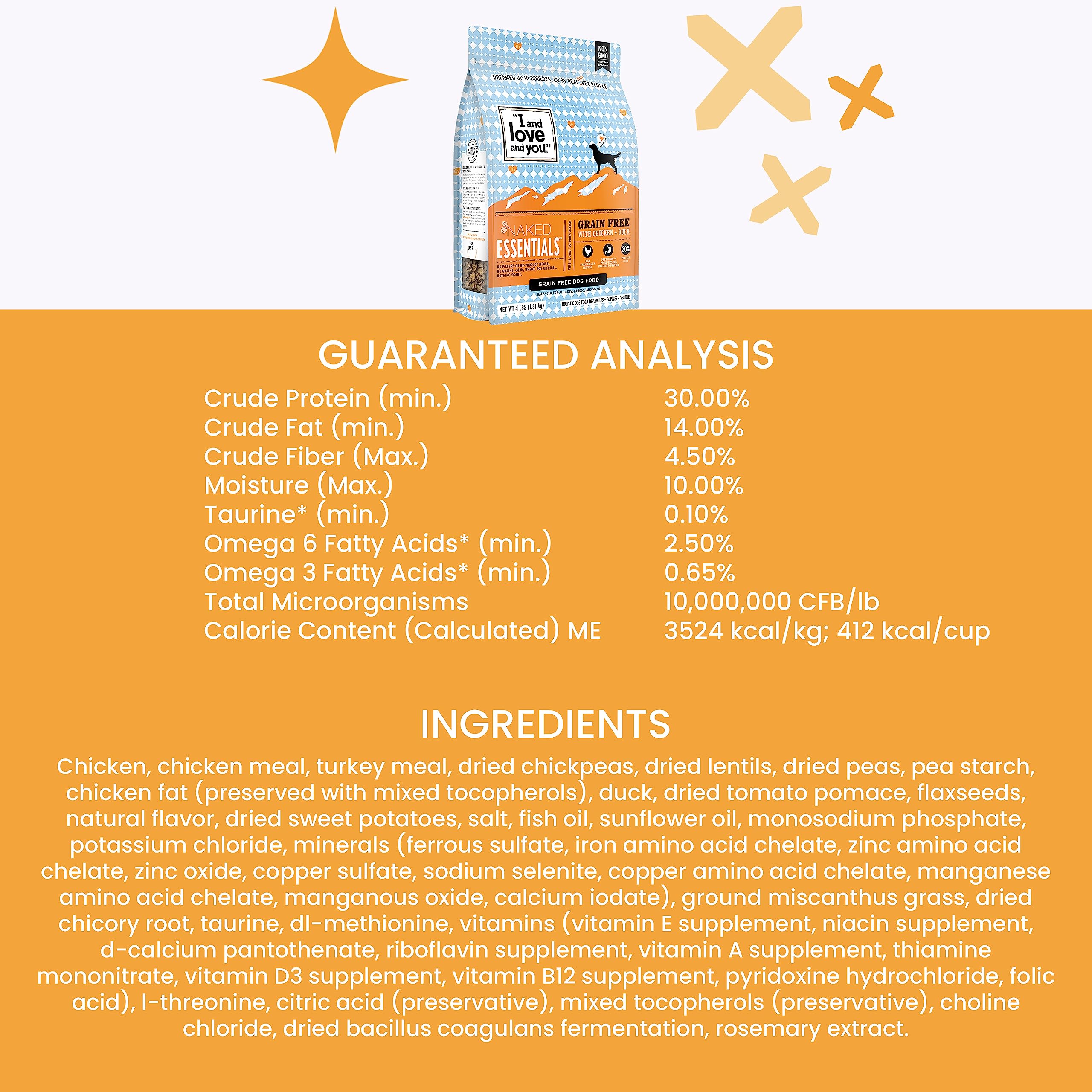Grain-Free Chicken & Duck Dry Dog Food by I and Love and You - Naked Essentials, 40 lb Bag for Large Breeds - Perfect for Sensitive Stomachs & Allergies