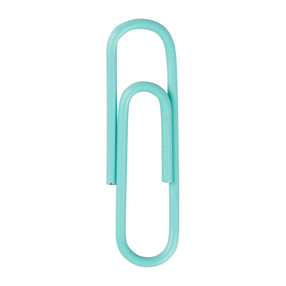 JAM Paper Colored Standard Paper Clips - Small Teal (100 Pack) - Perfect for Office, School & Home Organization