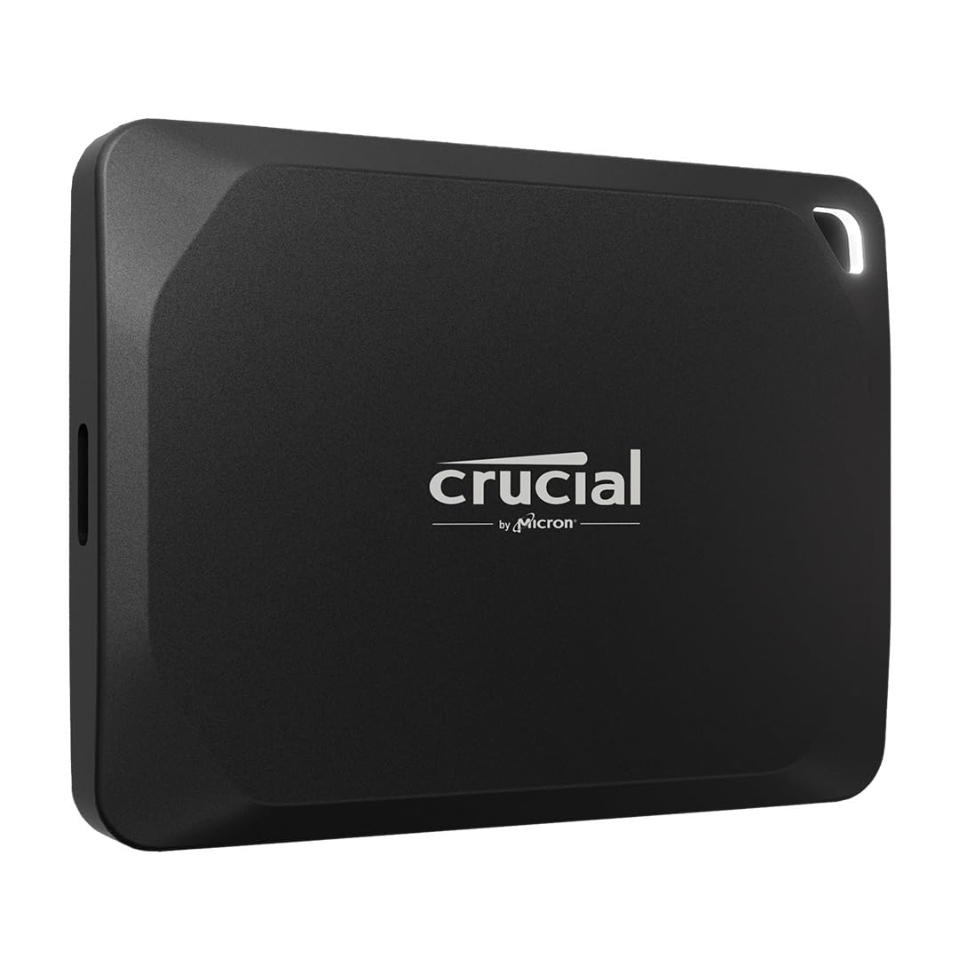 Crucial X10 Pro 1TB Portable External SSD - USB-C 3.2 & USB-A Adapter - 2100MB/s Read, 2000MB/s Write - High-Speed External Solid State Drive for PC & Mac - Water & Dust Resistant - Perfect for Gaming, Video Editing & Data Backup
