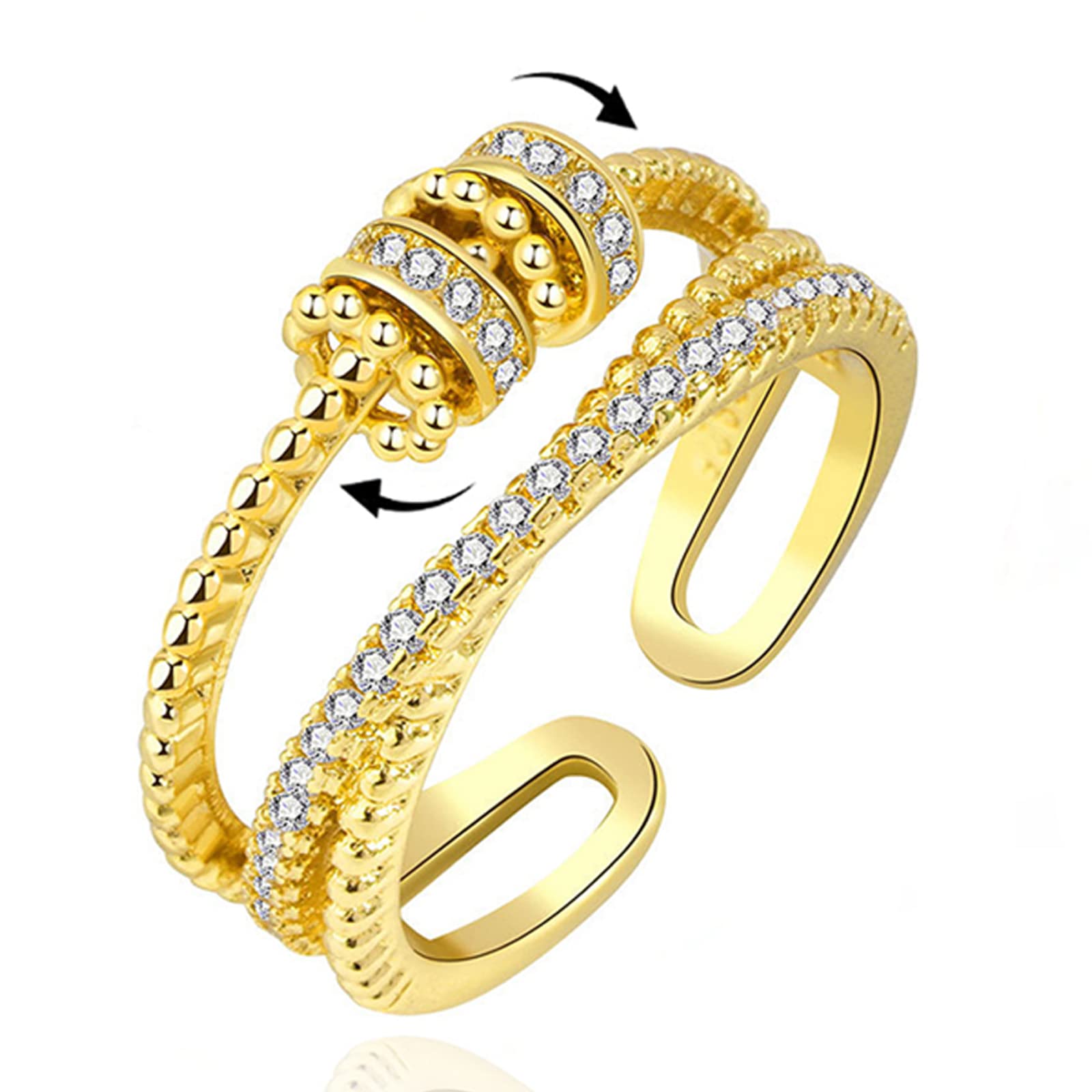 S925 Sterling Silver Anxiety Relief Spinner Ring for Women - Adjustable Sunflower Fidget Ring for Stress & Anxiety Relief - Perfect Gift for Women & Girls - Ideal for Office, Travel & Daily Wear