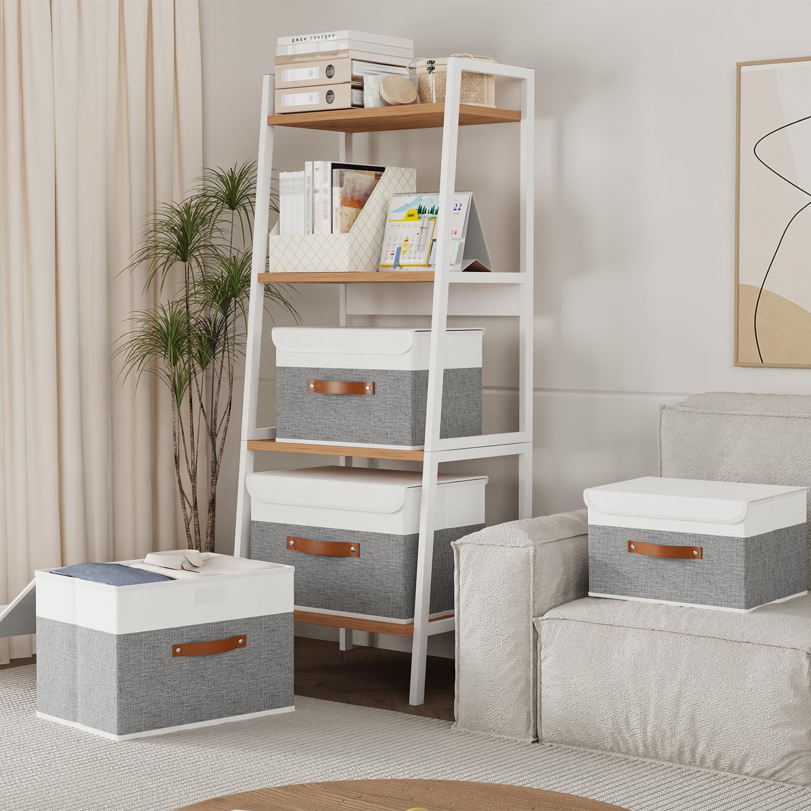 Yawinhe 3-Pack Fabric Storage Bins with Lids - 15
