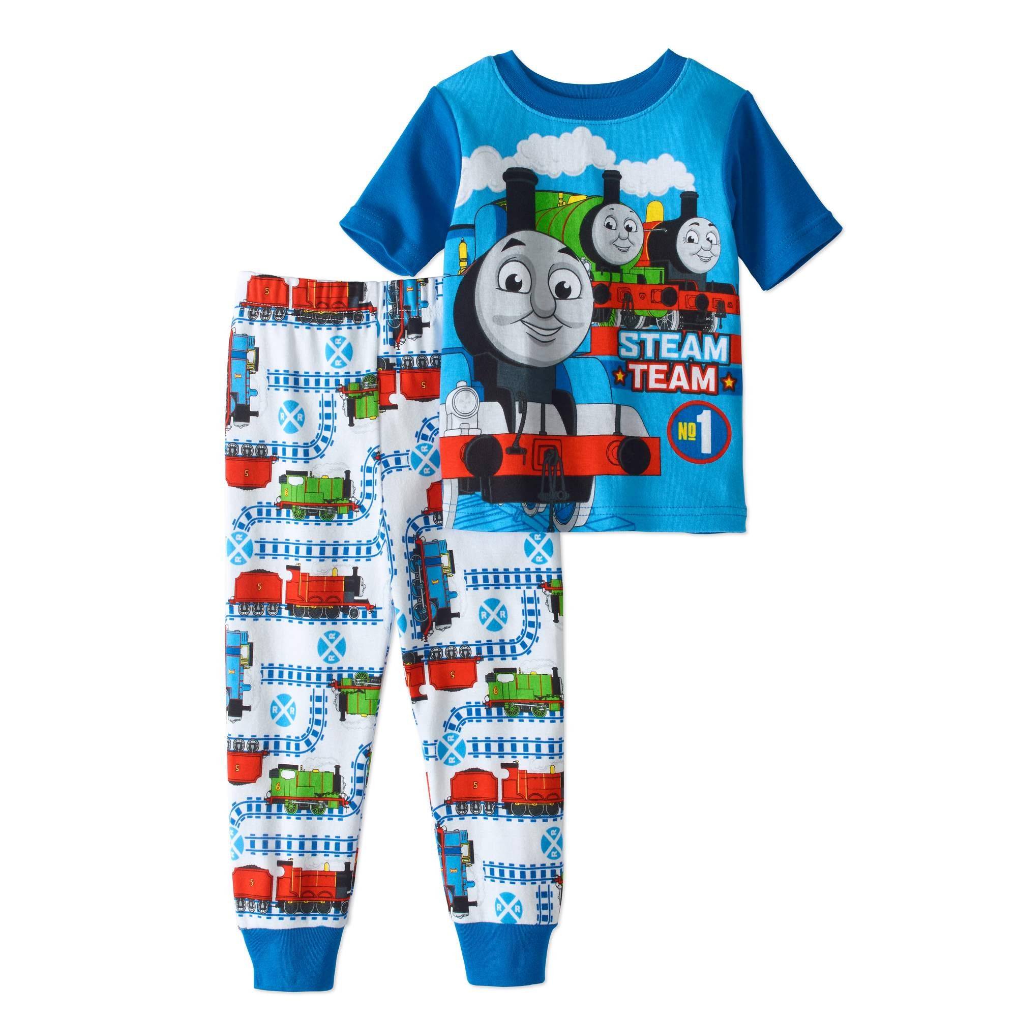 Thomas & Friends Boys' Short Sleeve Cotton Pajama Set - Snug Fit Train-Themed Sleepwear for Toddlers & Kids - Perfect for Bedtime Stories & Playtime Adventures