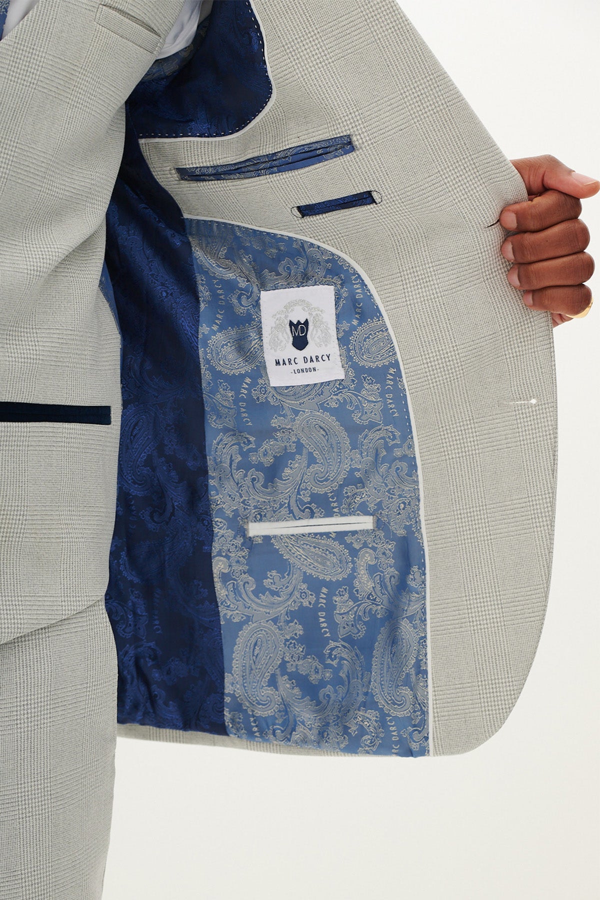 BROMLEY Stone Check Two Piece Suit for Men | Classic Business & Formal Attire | Perfect for Office, Weddings & Special Events