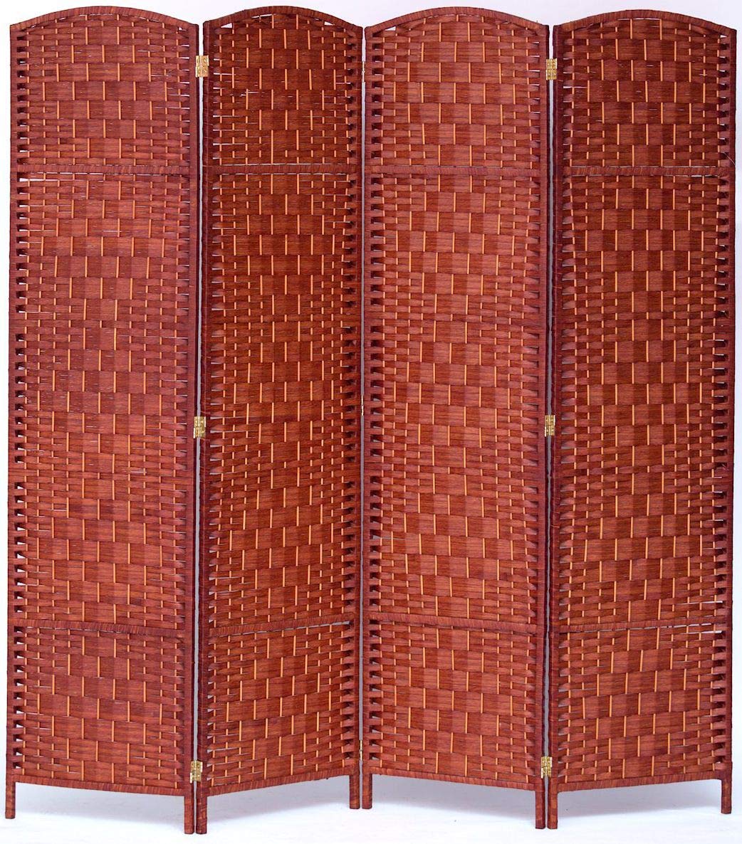 Bamboo Fiber Room Divider Privacy Screen - 4 Panel Honey Color Folding Partition for Home & Office | Perfect for Living Room, Bedroom, Studio, and Workspace
