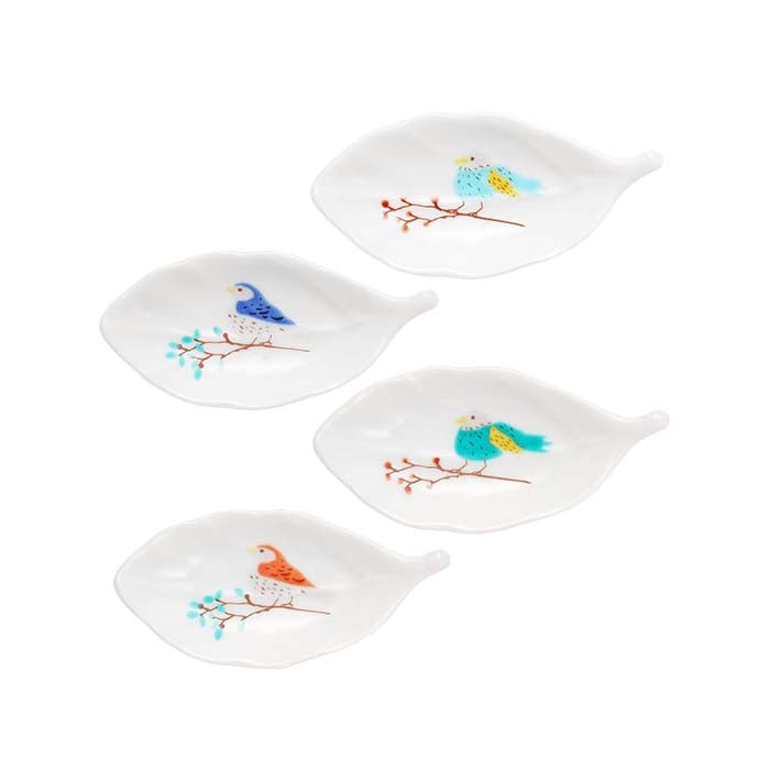Harekutani Porcelain Bird Leaf Small Plate Chopstick Rest - Elegant Japanese Tableware for Sushi, Asian Dining & Home Decor