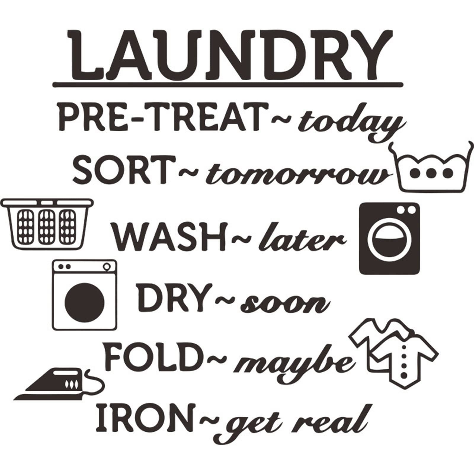Peel and Stick Wall Decals - Fun Laundry Theme Bedroom & Living Room Decor, Under $10 - Perfect for Kids' Rooms, Dorm Walls, and Home Office Decor