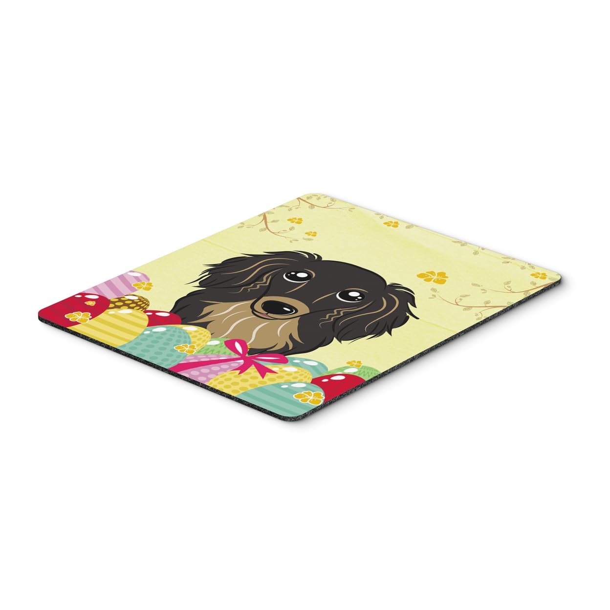 Longhair Black and Tan Dachshund Mouse Pad - Easter Egg Hunt Design | Washable Large Mouse Mat for Home, Office, Gaming & Computer Use | Durable Hot Pad & Trivet Alternative | Caroline's Treasures BB1895MP
