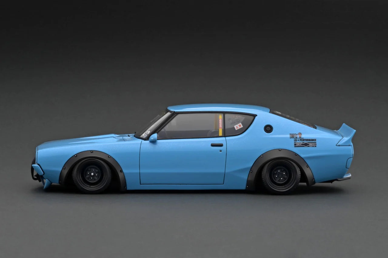 1:18 Scale Nissan Kenmari LB WORKS Light Blue Diecast Model Car - Collectible Japanese Tuner Vehicle for Display & Racing Enthusiasts - Perfect for Home Office Decor, Car Shows, and Gift Giving