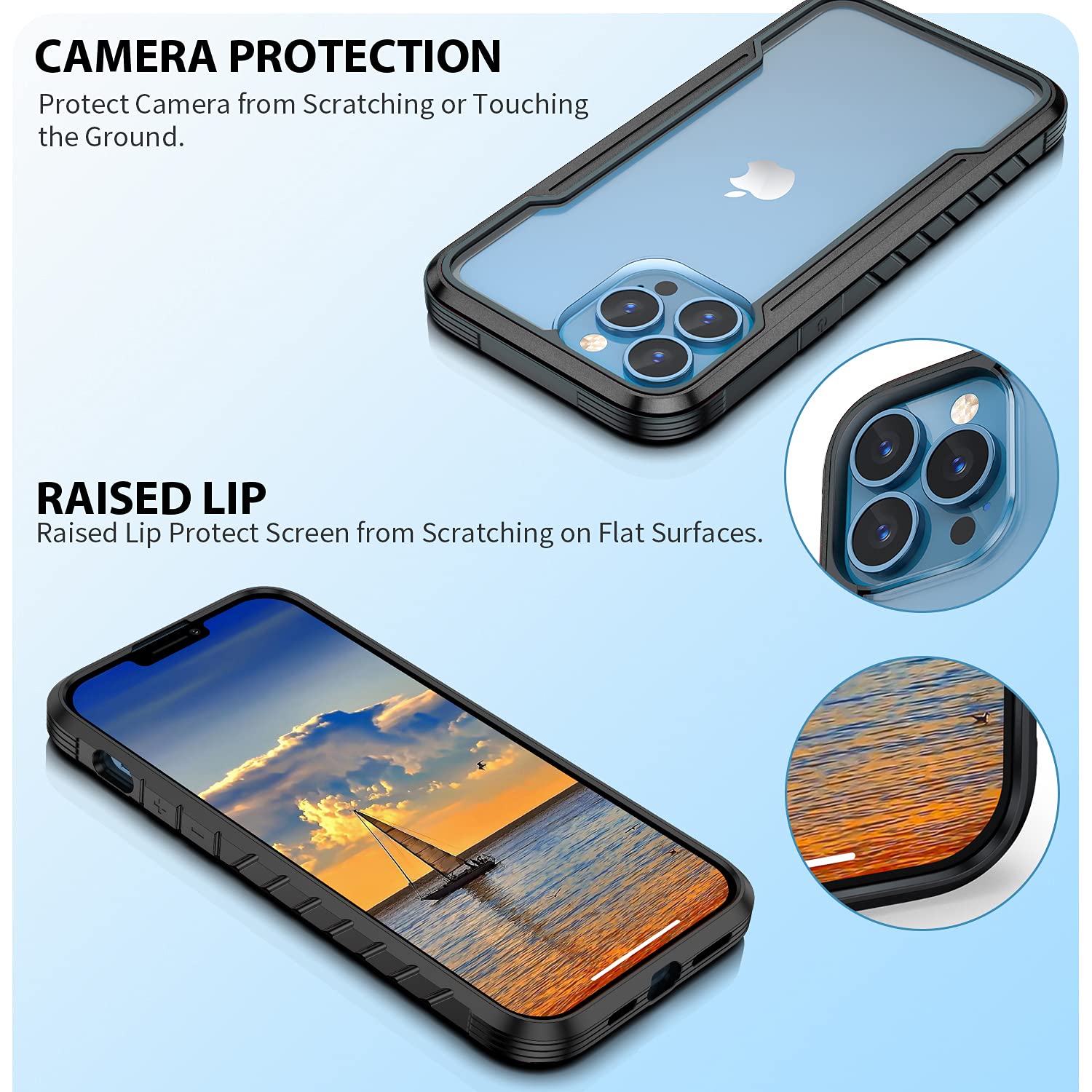 Shockproof Heavy Duty Protective Case for iPhone 13 Pro Max 6.7 Inch - Clear with Aluminum Metal Frame | Durable Drop Protection for Outdoor, Work & Everyday Use