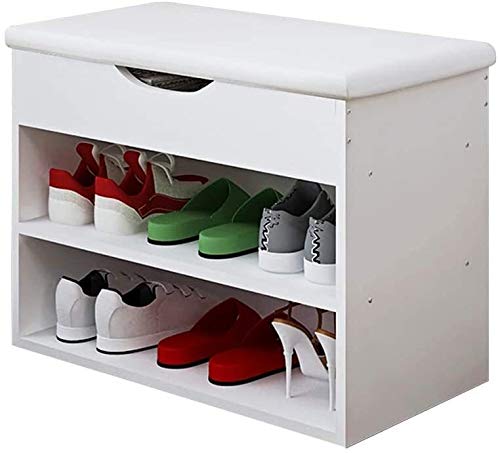 2-Tier Wooden Shoe Rack Bench with Storage - 60x30x43cm Shoe Organizer for Entryway, Hallway & Closet - Sturdy Shoe Storage Seat for Home & Apartment Organization