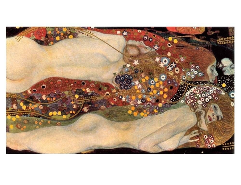 Alonline Art - Gustav Klimt Water Serpents Snakes II Fine Art Print on Premium Photo Paper | 42x24 Inch (108x61cm) Wall Decor Poster Rolled | HD Reproduction Oil Painting Artwork for Living Room, Bedroom or Nursery Decor | Home & Office Wall Art
