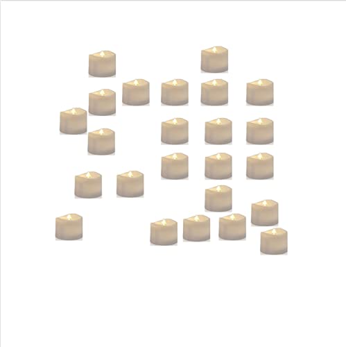Huakway LED Tea Light Candles - 24 Pack Flameless Battery Operated Amber Flickering LED Candles for Home Decor, Weddings, Parties & Festive Events (White) - Realistic Flameless Ambiance Lighting for Dining Tables, Centerpieces & Holiday Displays