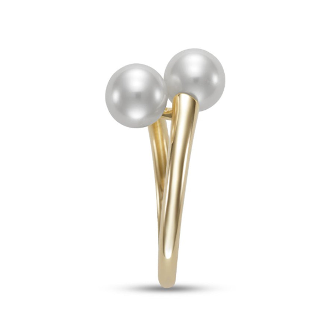 Elegant Pearl Bypass Ring - 925 Sterling Silver Stackable Dainty Jewelry for Women, Perfect for Everyday Wear, Date Nights & Special Occasions
