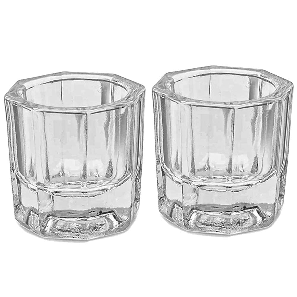 2 Pack Clear Glass Dappen Dish for Nail Art - Acrylic Liquid & Powder Holder, Monomer Bowl for Professional Nail Extensions & Manicures - Perfect for Salon, Home DIY & Nail Artists