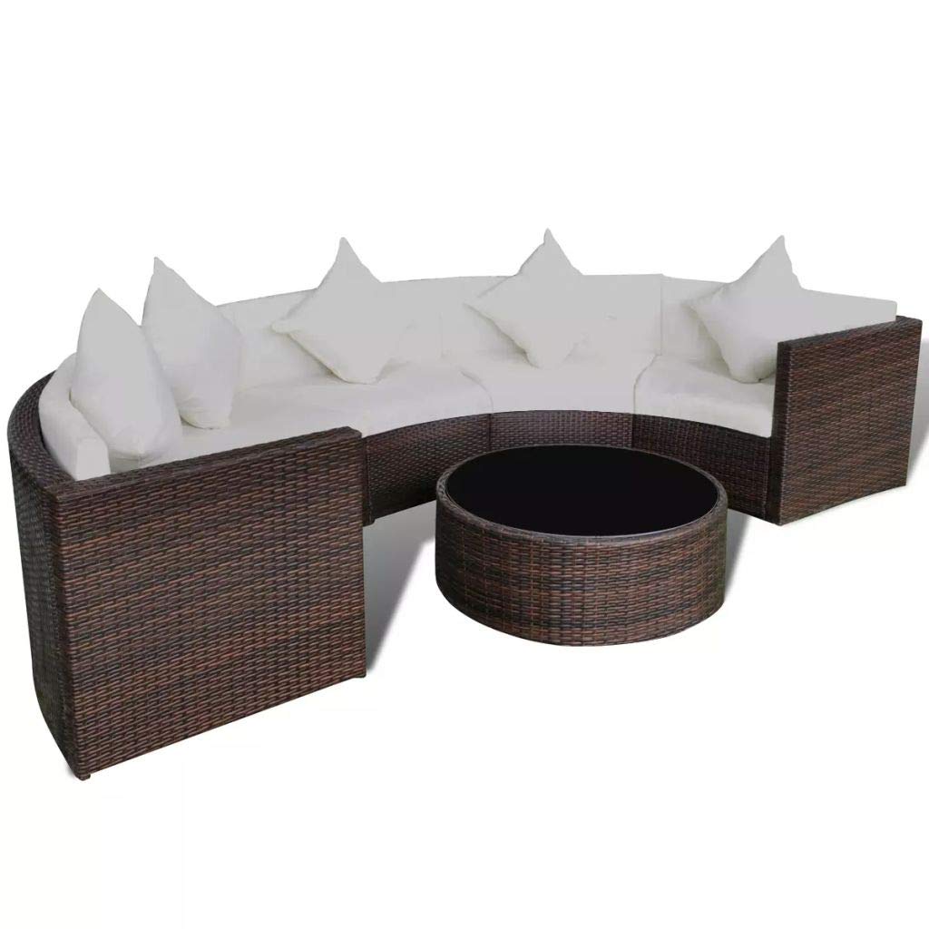 2-Piece Outdoor Conversation Set with Washable Cushion Covers - Brown Poly Rattan Garden Lounge Furniture for Patio, Deck, or Backyard Relaxation