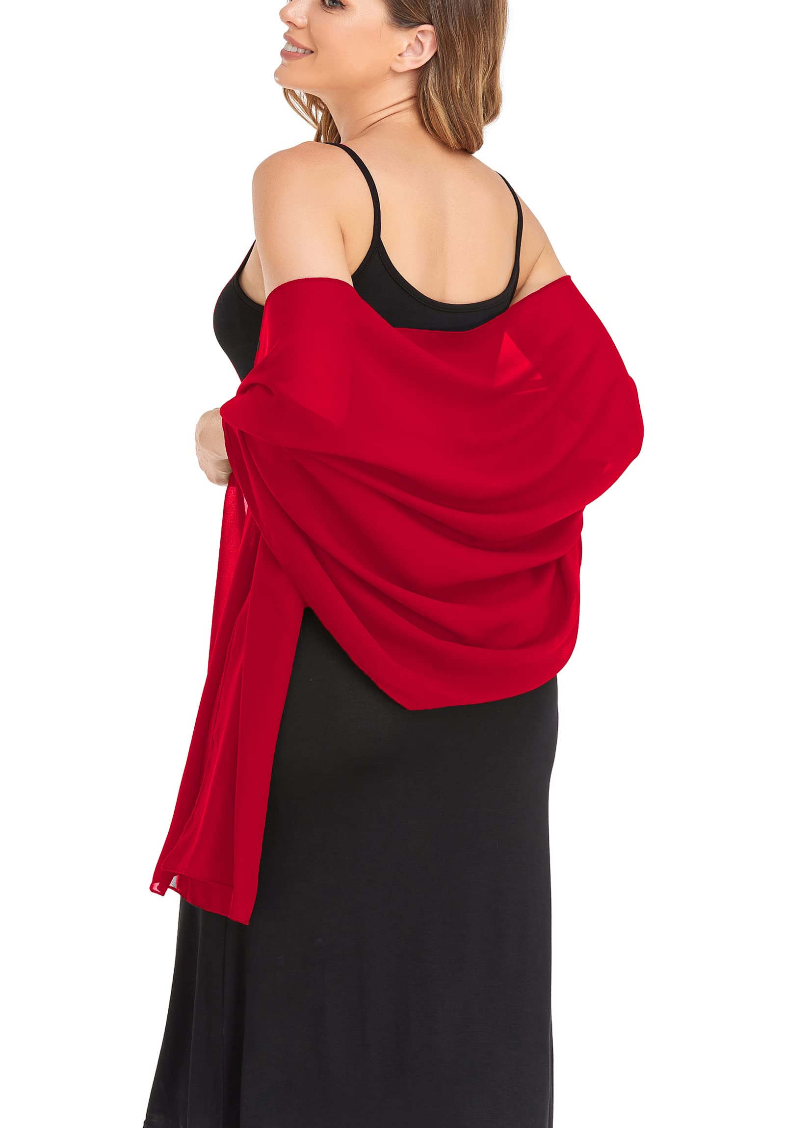 Elegant Sheer Chiffon Shawl Wrap for Women - Soft Silky Wedding Bridal Scarf - Perfect for Evening Dresses, Formal Events & Special Occasions