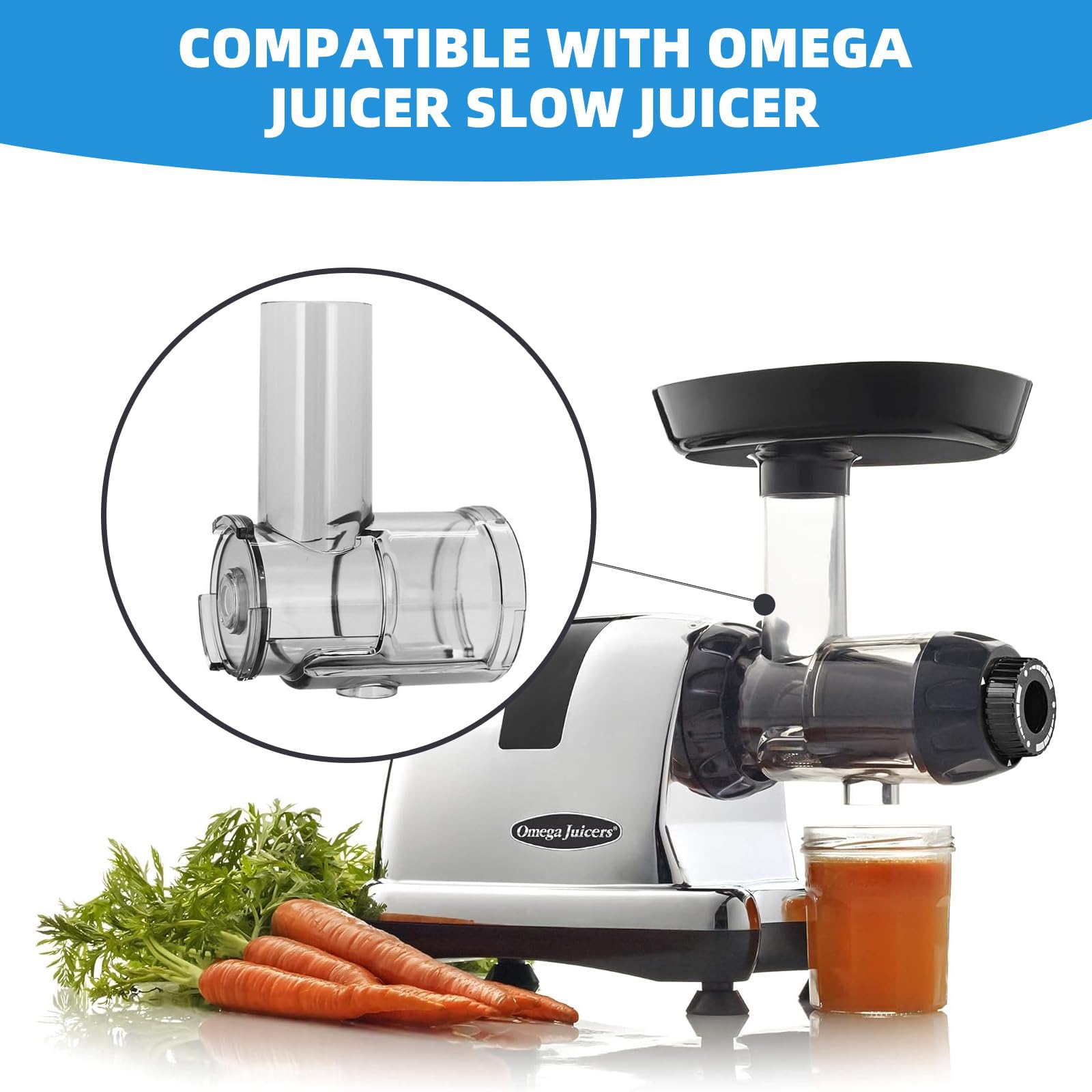 Omega Juicer Replacement Parts - Slow Juicing Attachments Compatible with 8003, 8004, 8005, 8006 Models (Not for J8006HDS/J8006HDC/8007/8008) - Perfect for Healthy Juicing at Home or Commercial Use