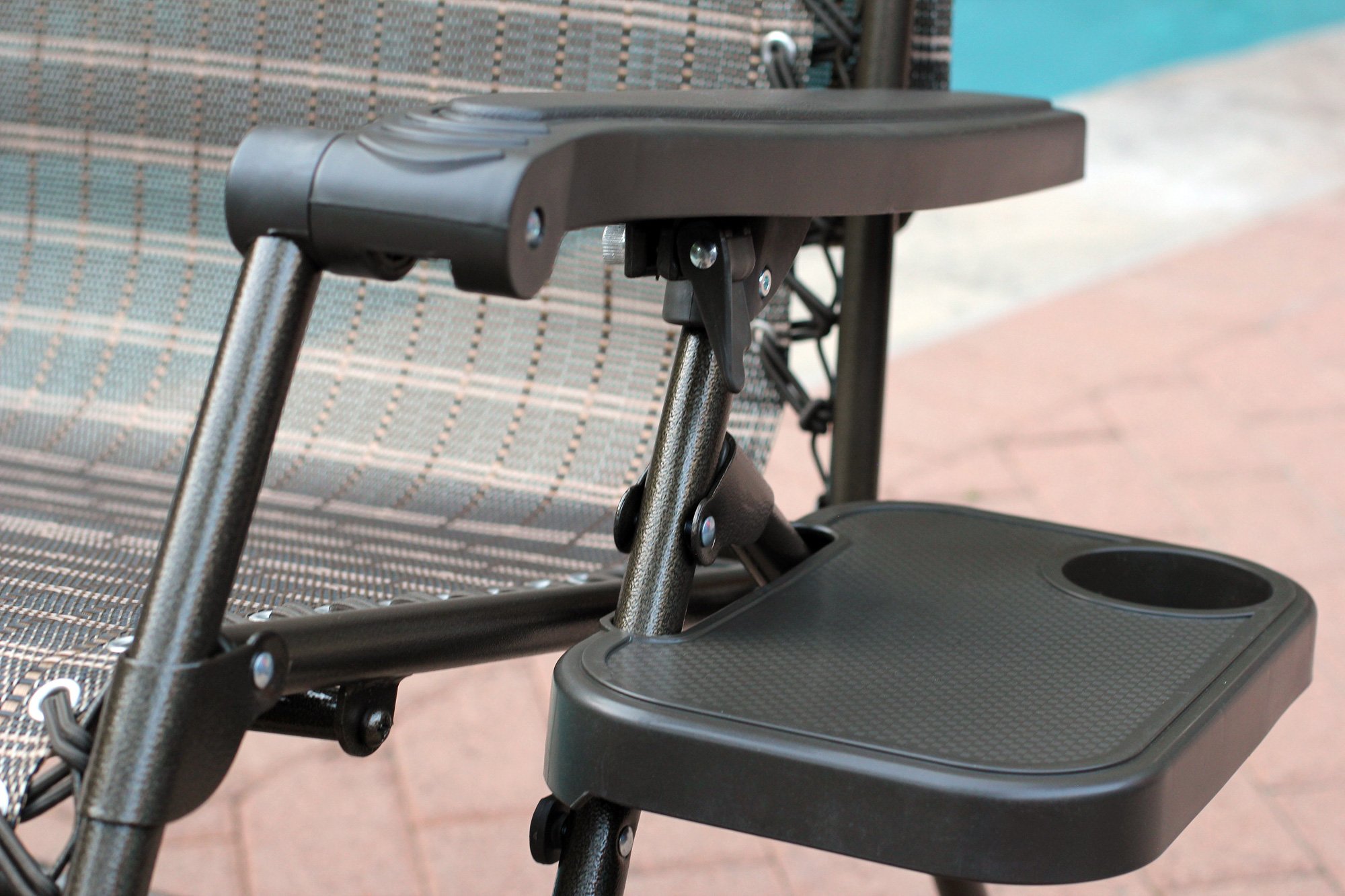 Premium Oversized Zero Gravity Recliner Chair with Adjustable Sunshade & Built-in Drink Holder - Heavy Duty Outdoor Patio Lounge Chair for Relaxing, Camping, and Backyard Comfort (Black & Tan)