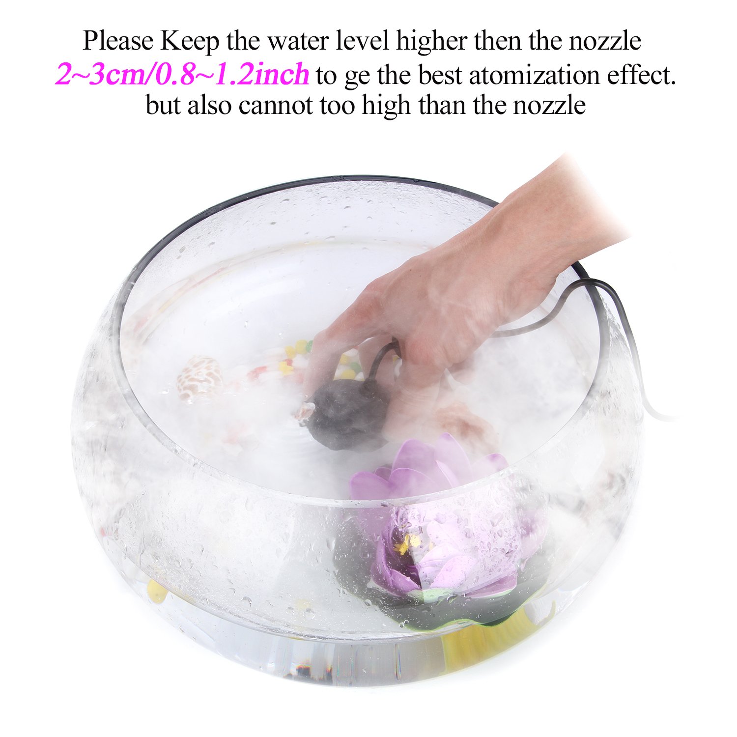 AGPtEK Ultrasonic Mist Maker Fog Machine - 300mL/H Output for Water Fountains, Ponds, Rock Gardens, Fish Tanks, Vases & Bird Baths - Perfect for Home Decor, Hydroponics & Humidifying Indoor Spaces