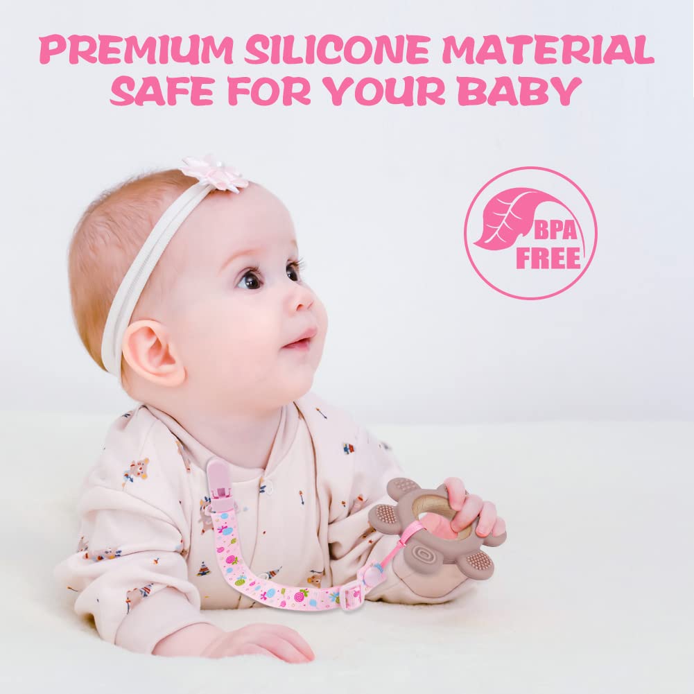 Vicloon BPA-Free Silicone Baby Teething Toys - Sensory Chew Toys for Infants & Toddlers, Easy to Grasp & Clean, Soothing Gum Relief (Light Pink) - Perfect for Teething Pain Relief & Early Oral Development