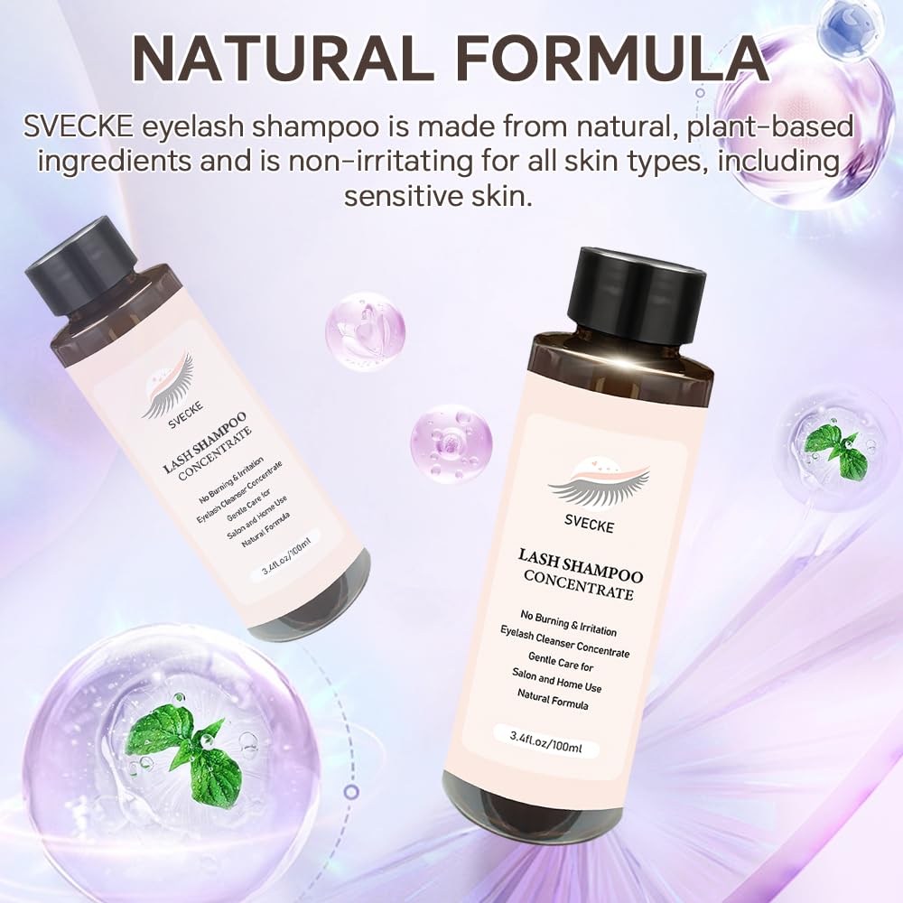 Lash Shampoo Concentrate 100ml - Oil-Free Eyelash Cleanser with Brush for Lash Extensions | Perfect for Daily Lash Care