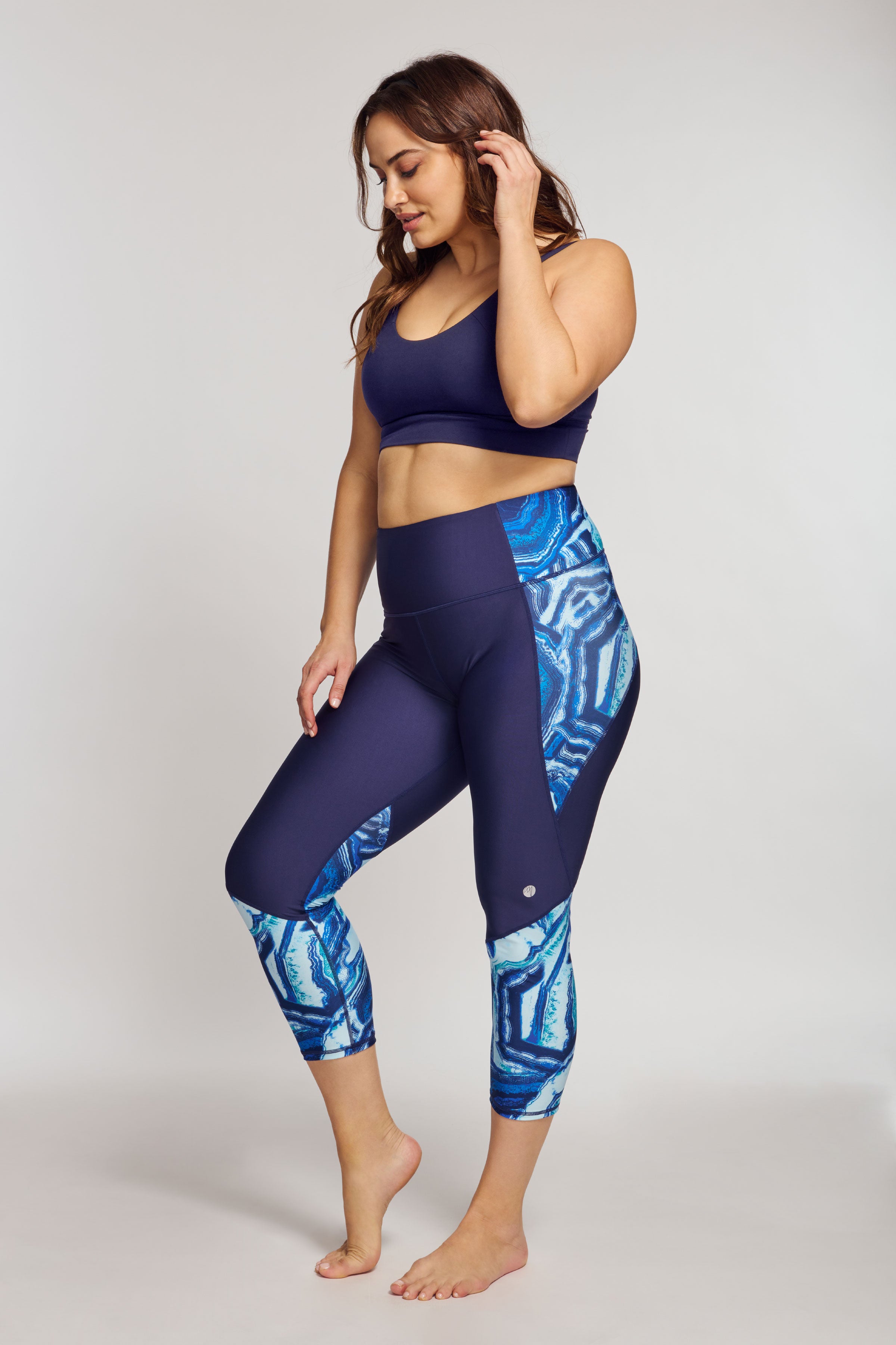 High Waisted Slimming Capri Leggings for Women - Tummy Control Workout Yoga Pants in Agate Color - Perfect for Gym, Running & Casual Wear