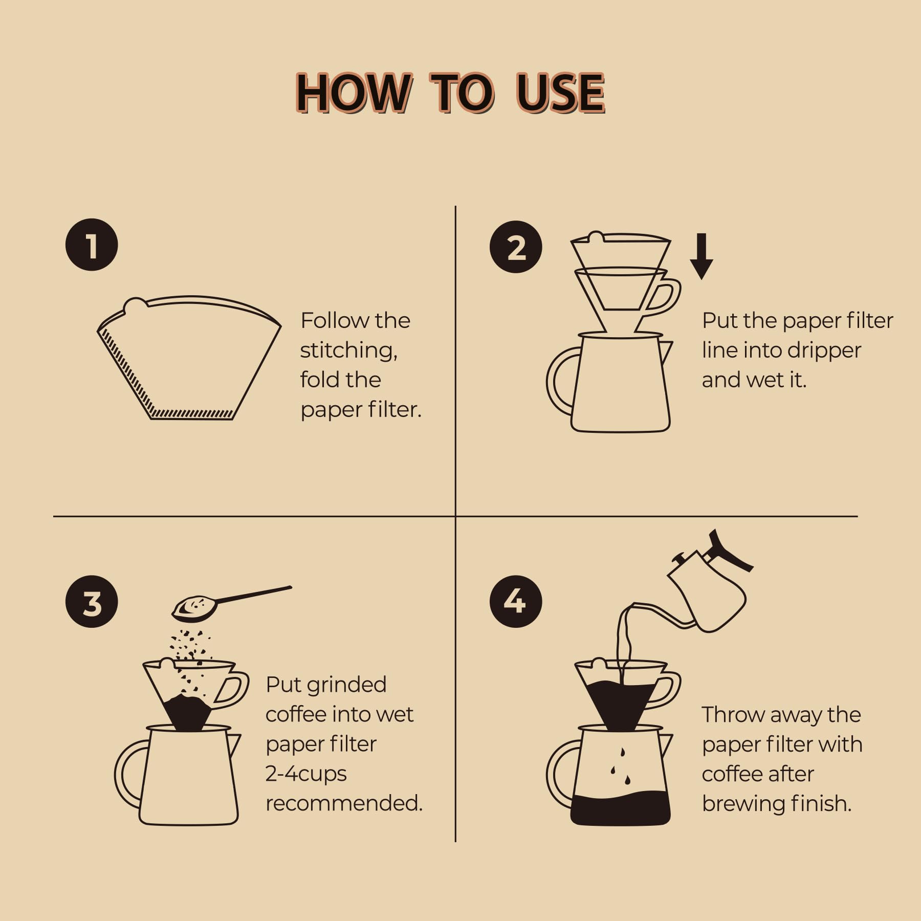 #4 Cone Coffee Filters - 300 Count, Natural Brown Paper for Pour Over & Drip Coffee Makers - Perfect for Home & Office Brewing