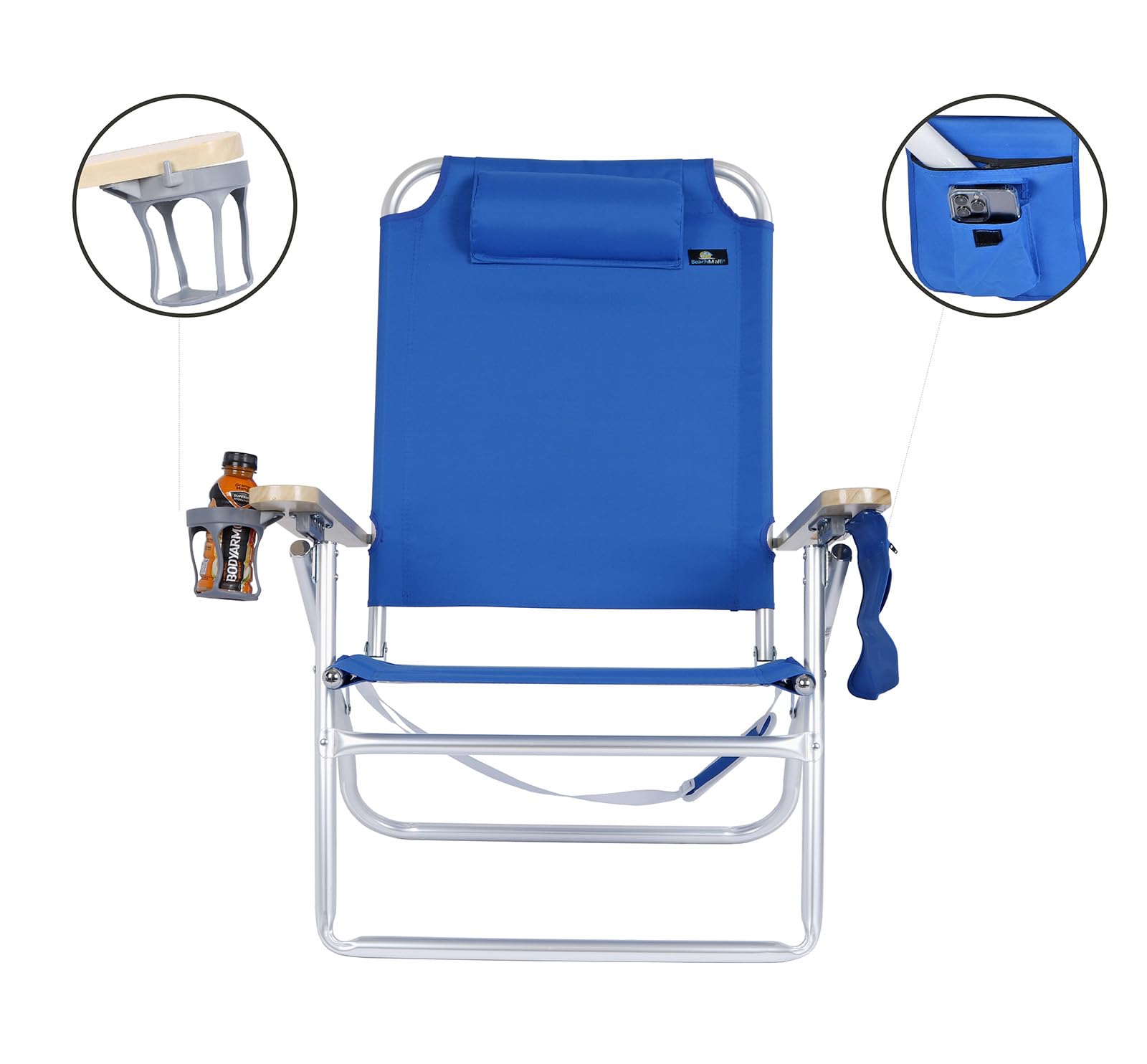 Premium XL Wide Tall Plus Size Aluminum Folding Heavy Duty Beach Chair for Adults - 17